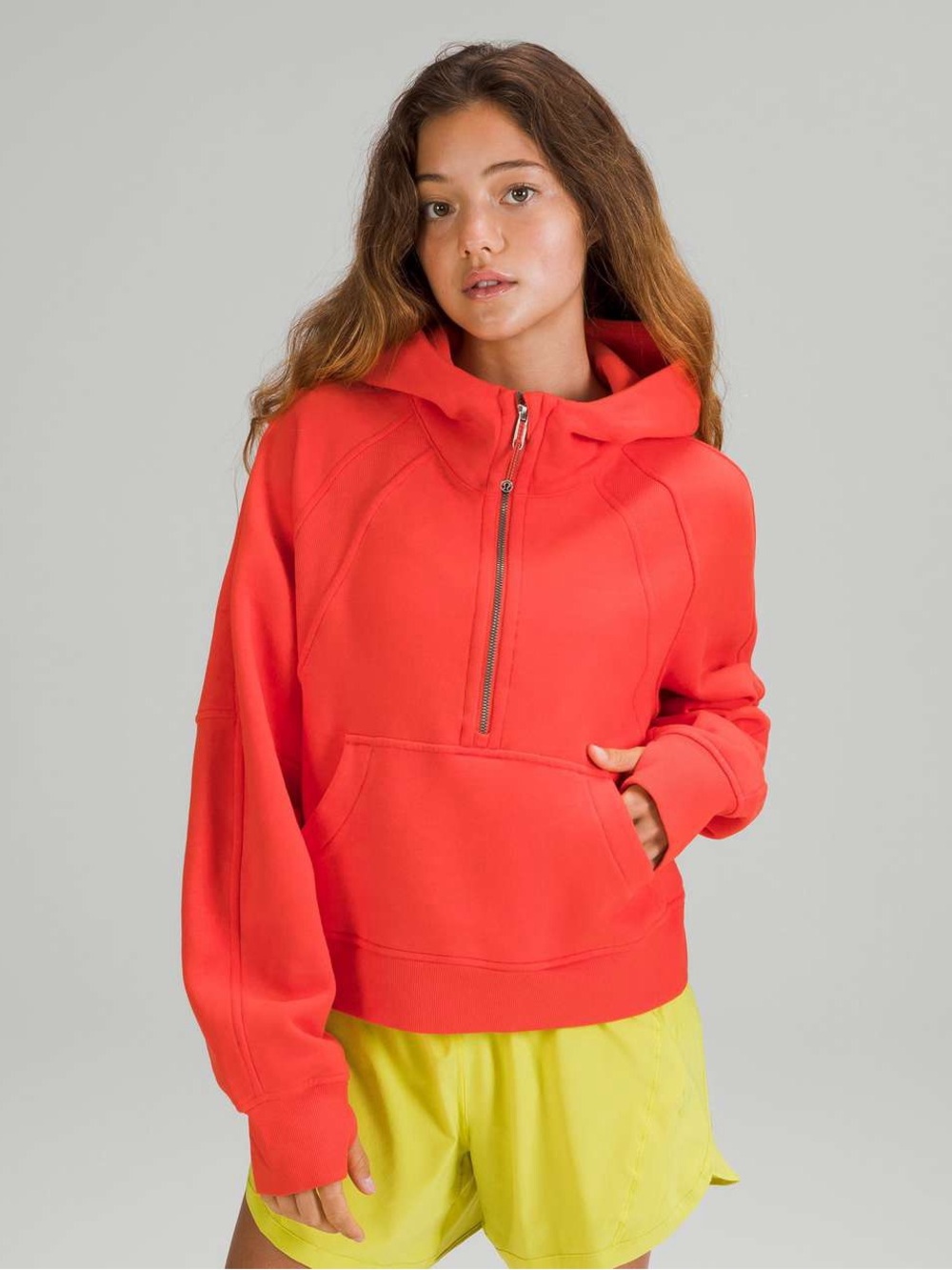 Lululemon Women’s Scuba Oversized 1/2 Zip Hoodie in Autumn Red Orange M/L